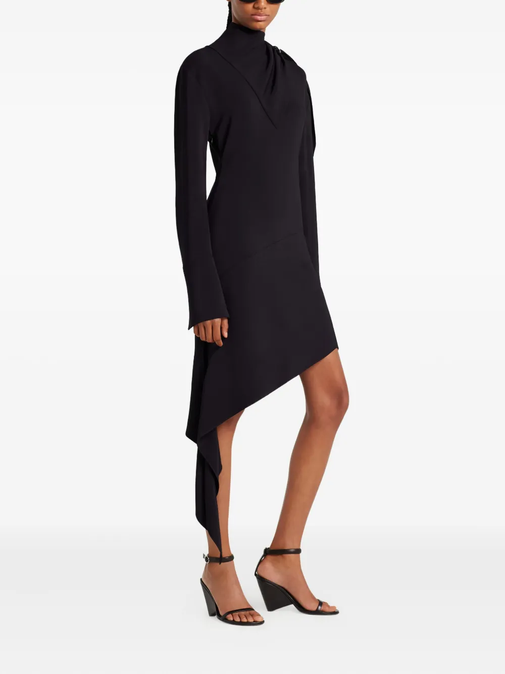 Courrèges Asymmetrische wikkeljurk Zwart