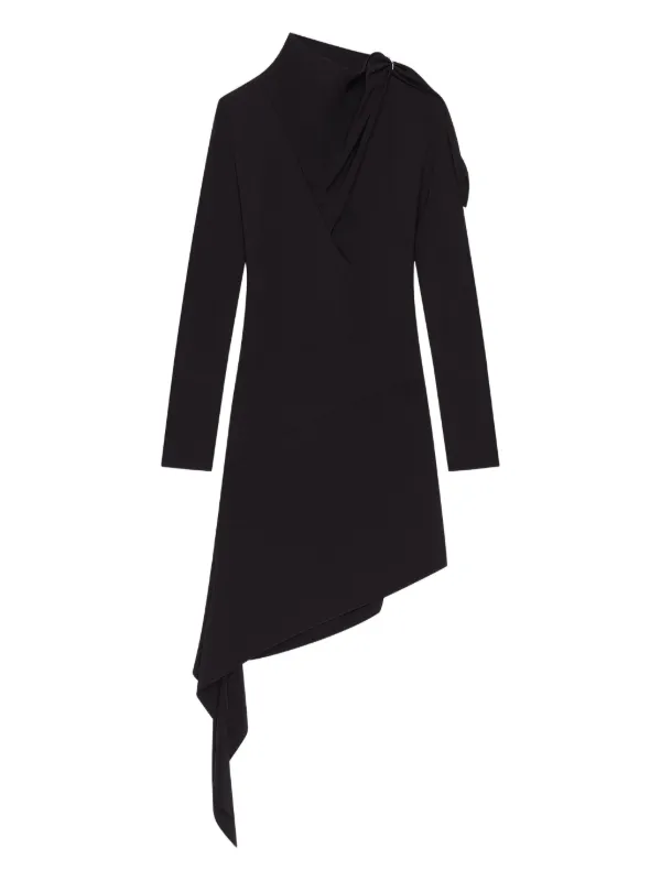 Courrèges Asymmetrical Wrap Dress in Black