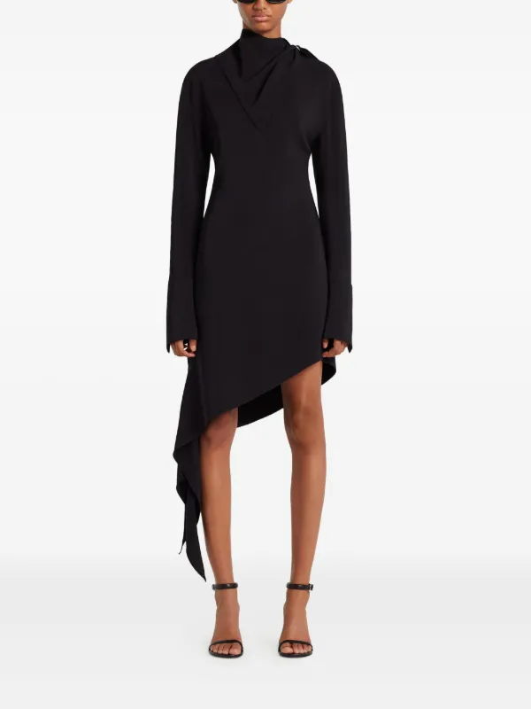 Courrges Asymmetrical Wrap Dress | Black | FARFETCH