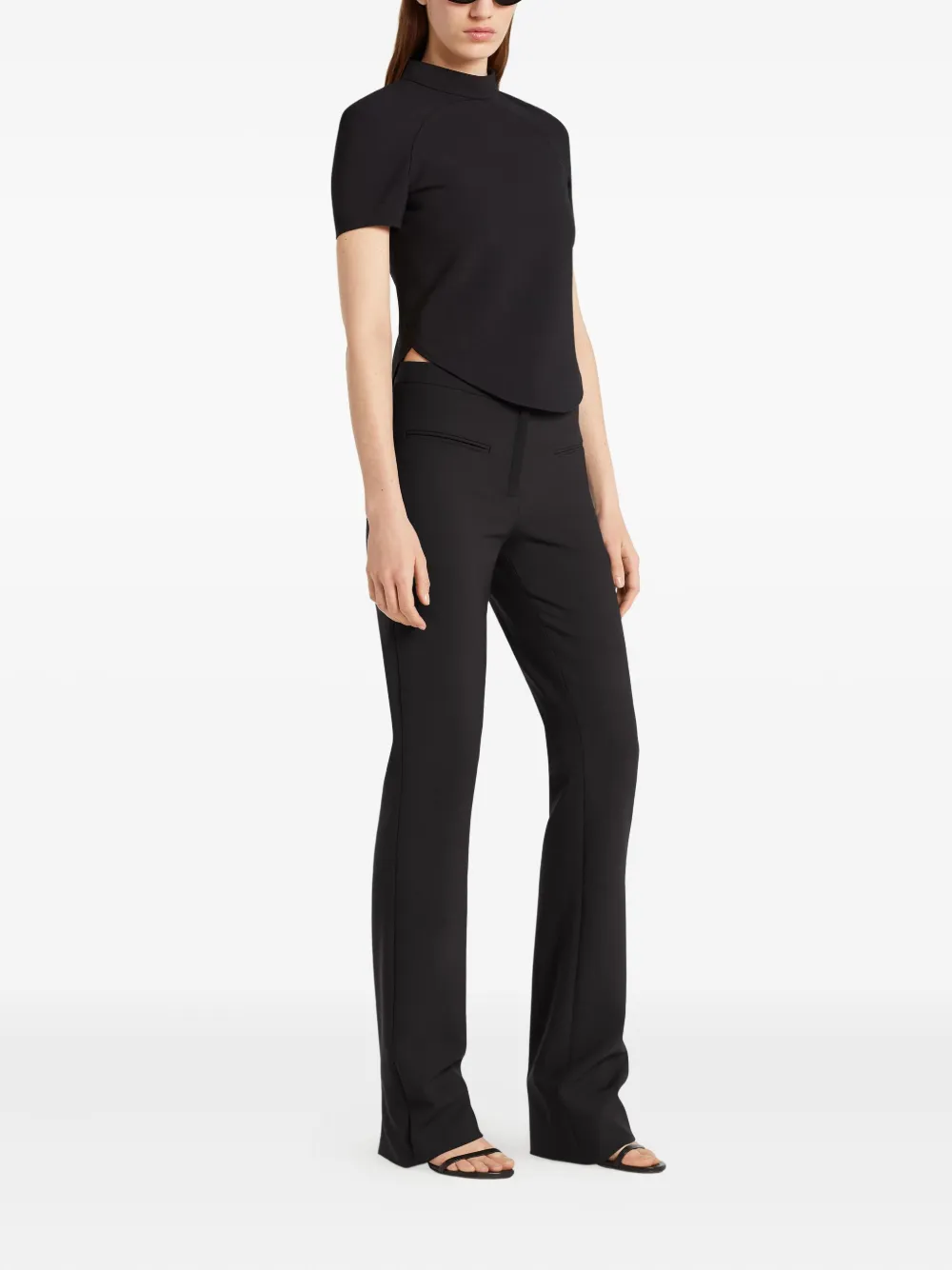 Courrèges T-shirt met hoge hals en korte mouwen Zwart