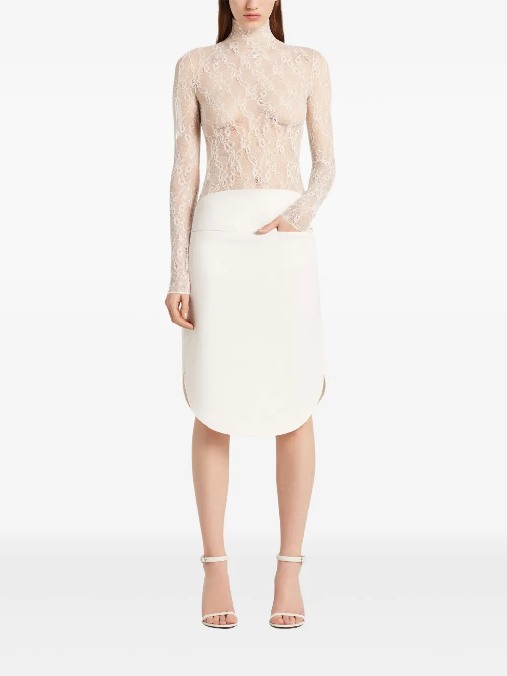 Courrèges High waist kokerrok Wit