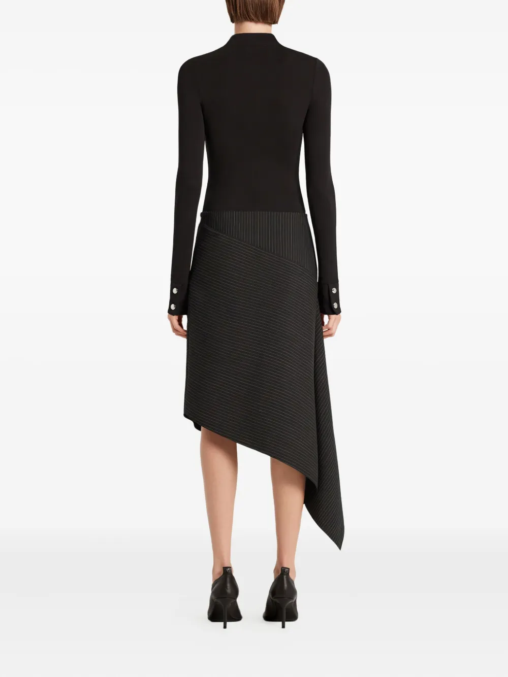 Courrèges Asymmetrische rok met krijtstreep Zwart