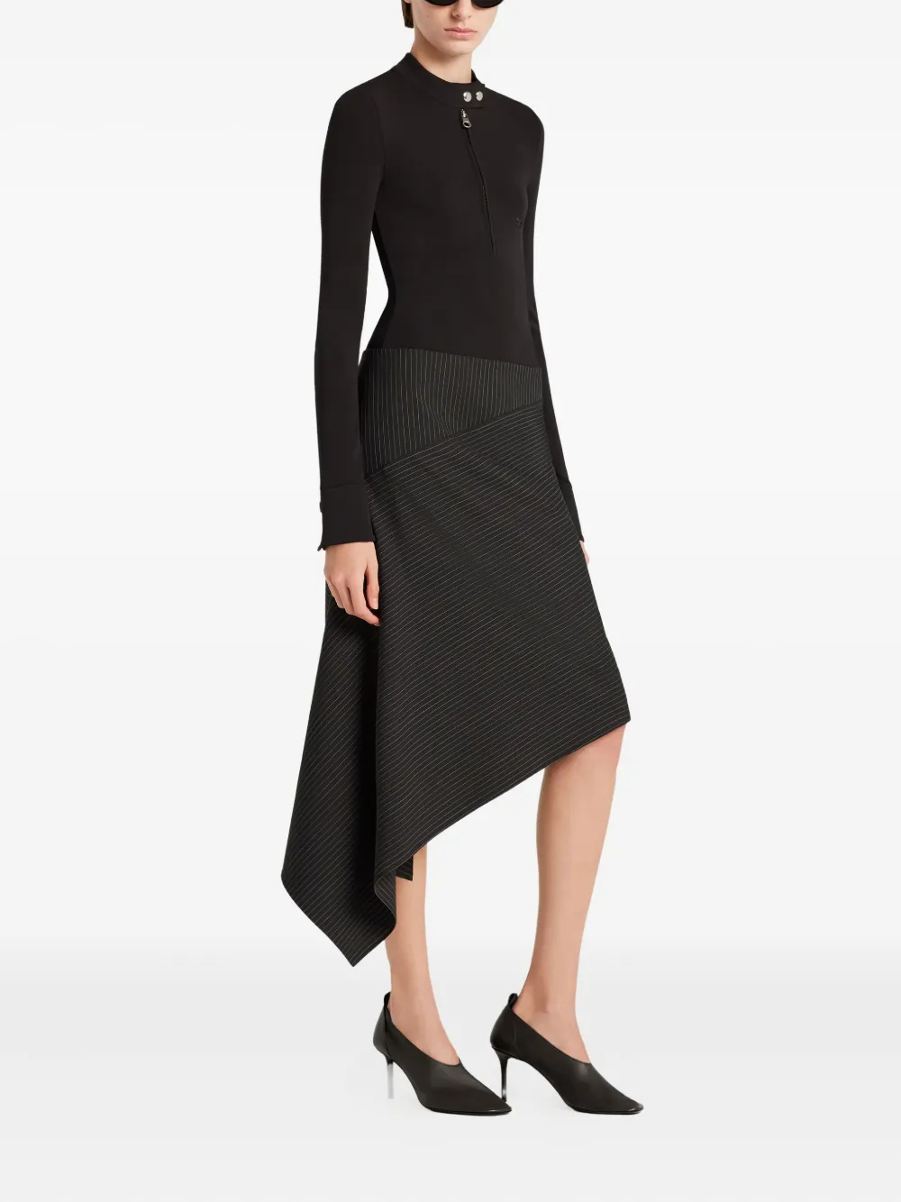 Courrèges Asymmetrische rok met krijtstreep Zwart