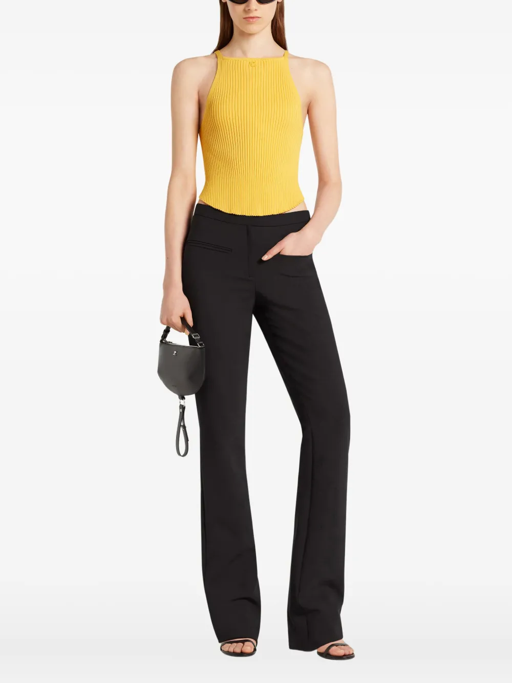 Courrèges ribbed tank top Geel