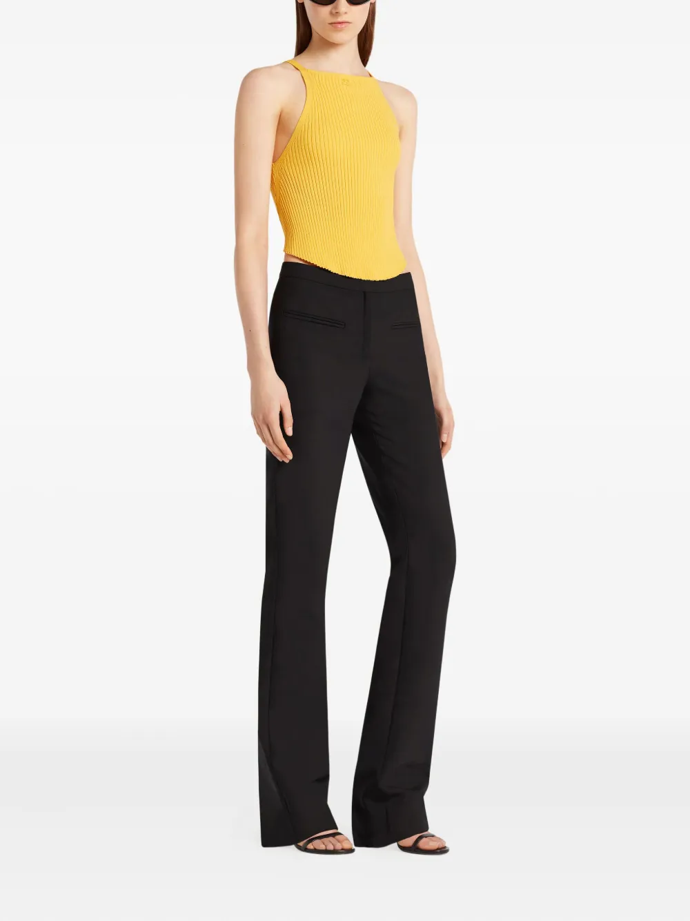 Courrèges ribbed tank top Geel