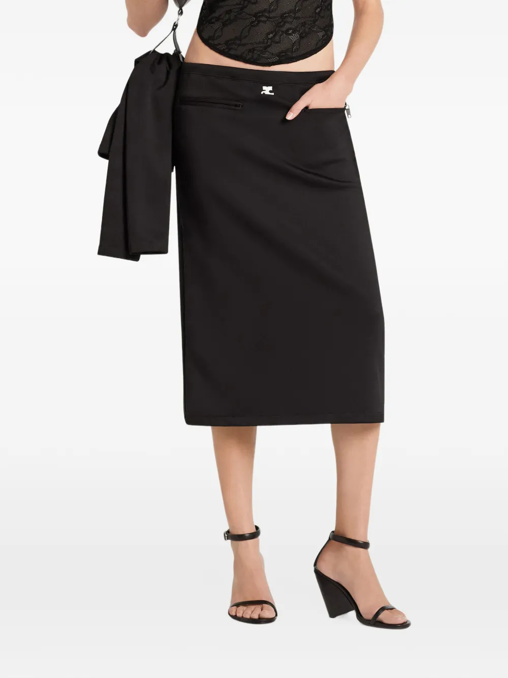 Courrèges High waist rok Zwart