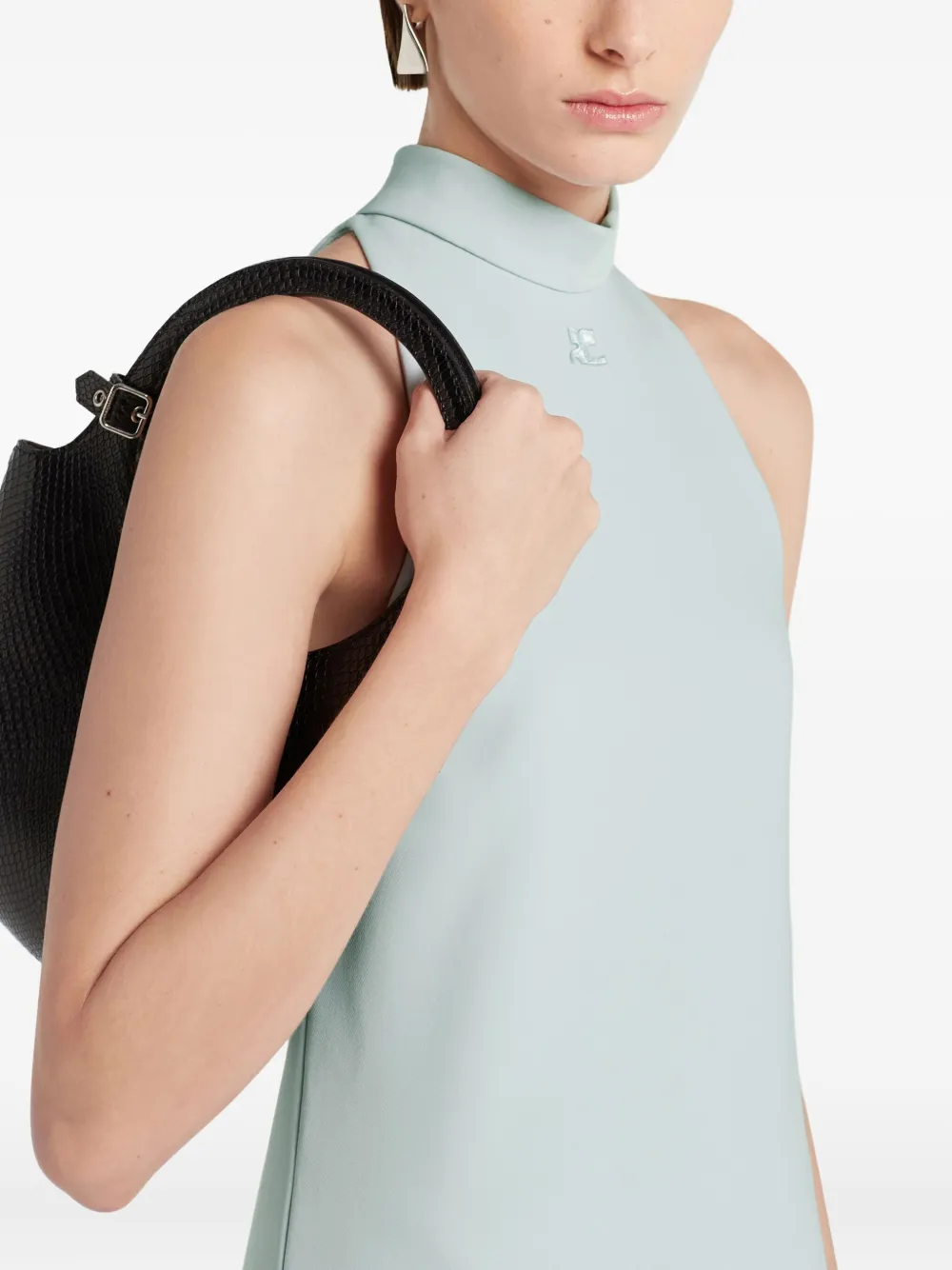 Courrèges Jurk met hoge hals en zak Blauw