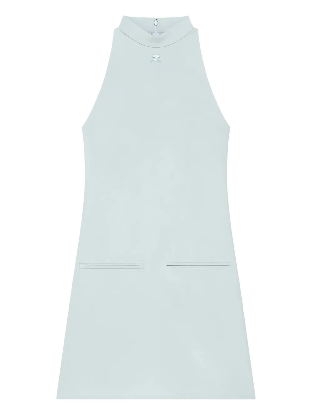 Courrèges Jurk met hoge hals en zak Blauw