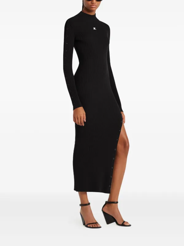 black ribbed button dress Women's Knit Ribbed Collar Button Down Midi Dress  Lucca Couture