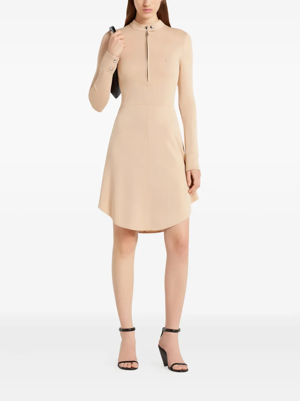 Courrèges Jurk met ritskraag - Beige