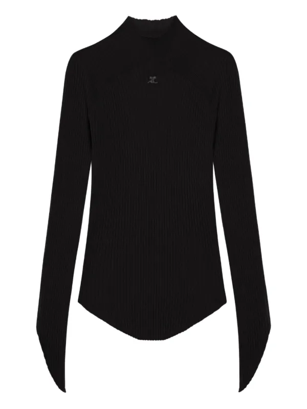 Courrèges ニット トップス ブラック Courrèges モックネック ニット