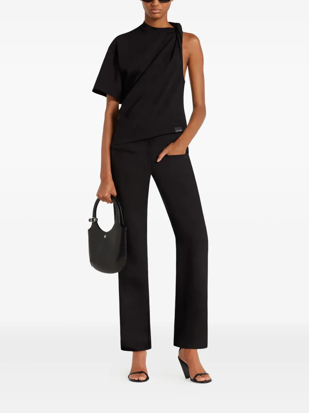 Courrèges Twist Asymmetrical top Zwart