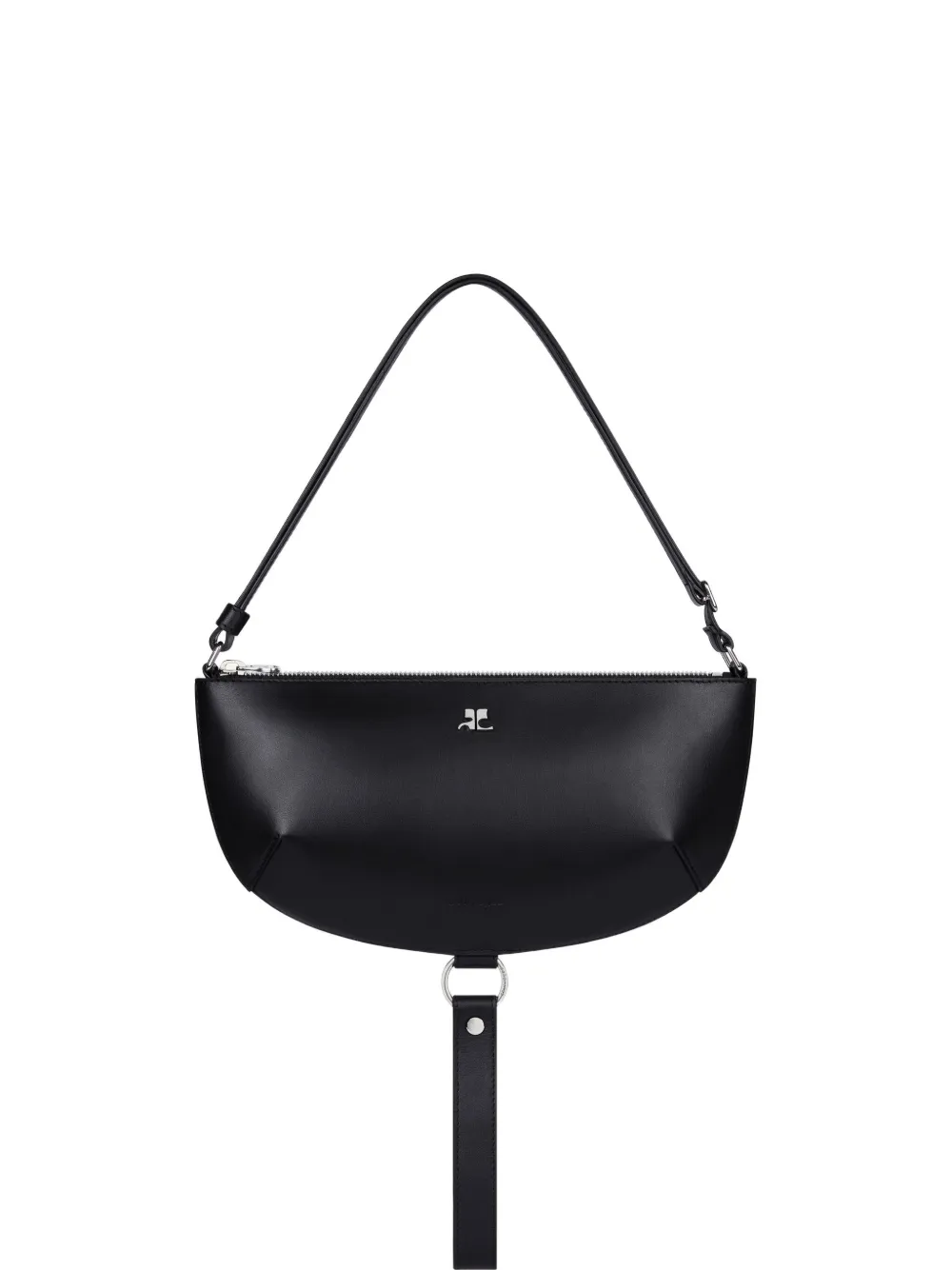 Courrèges half-moon leather shoulder bag 9999 BLACK