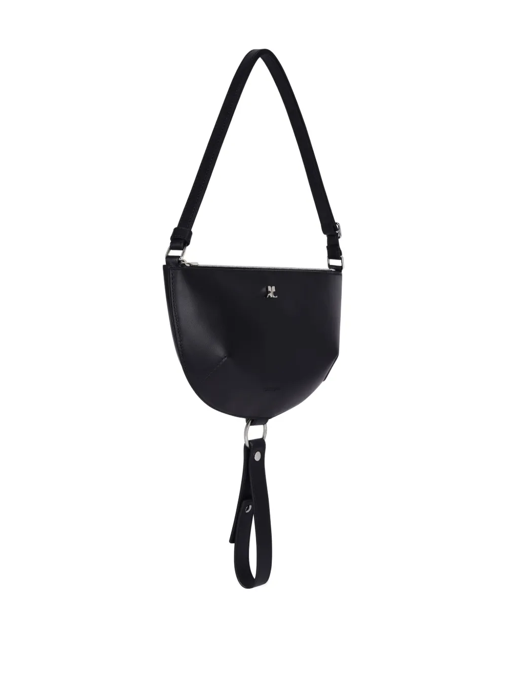 Courrèges half-moon leather shoulder bag 9999 BLACK