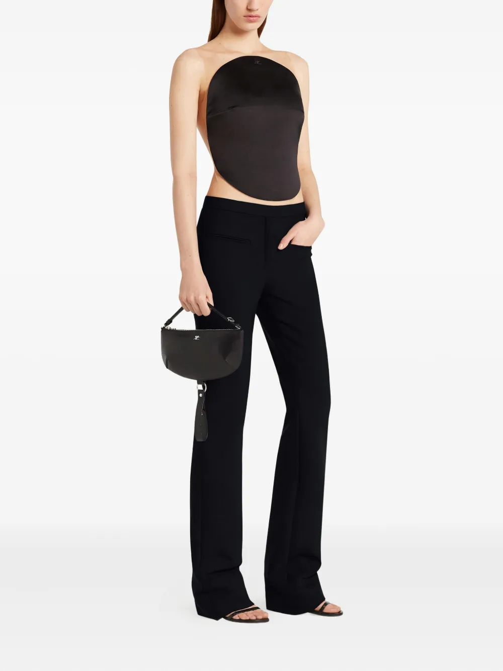 Courrèges half-moon leather shoulder bag 9999 BLACK