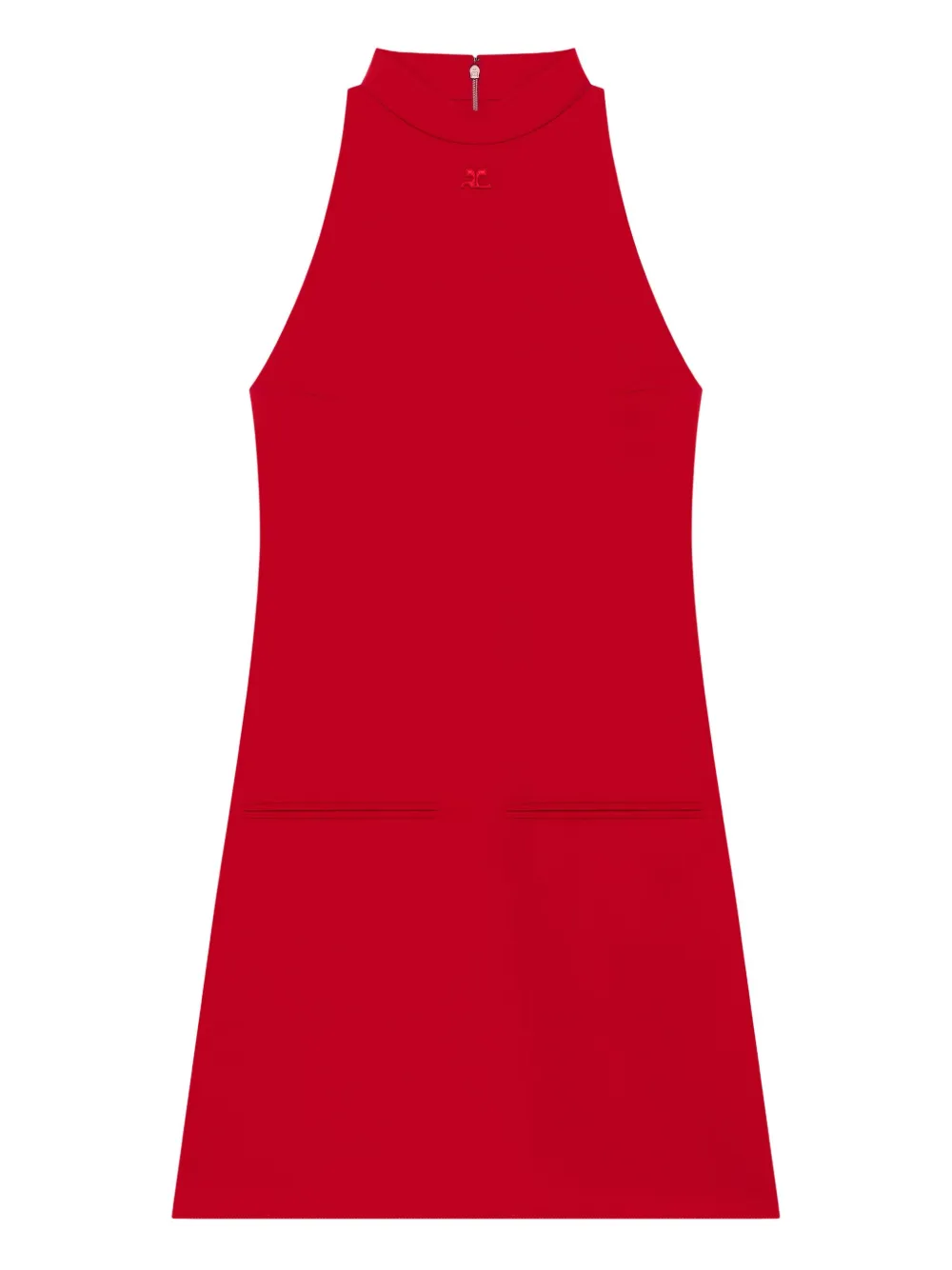 Courrèges Mouwloze jurk met hoge hals Rood