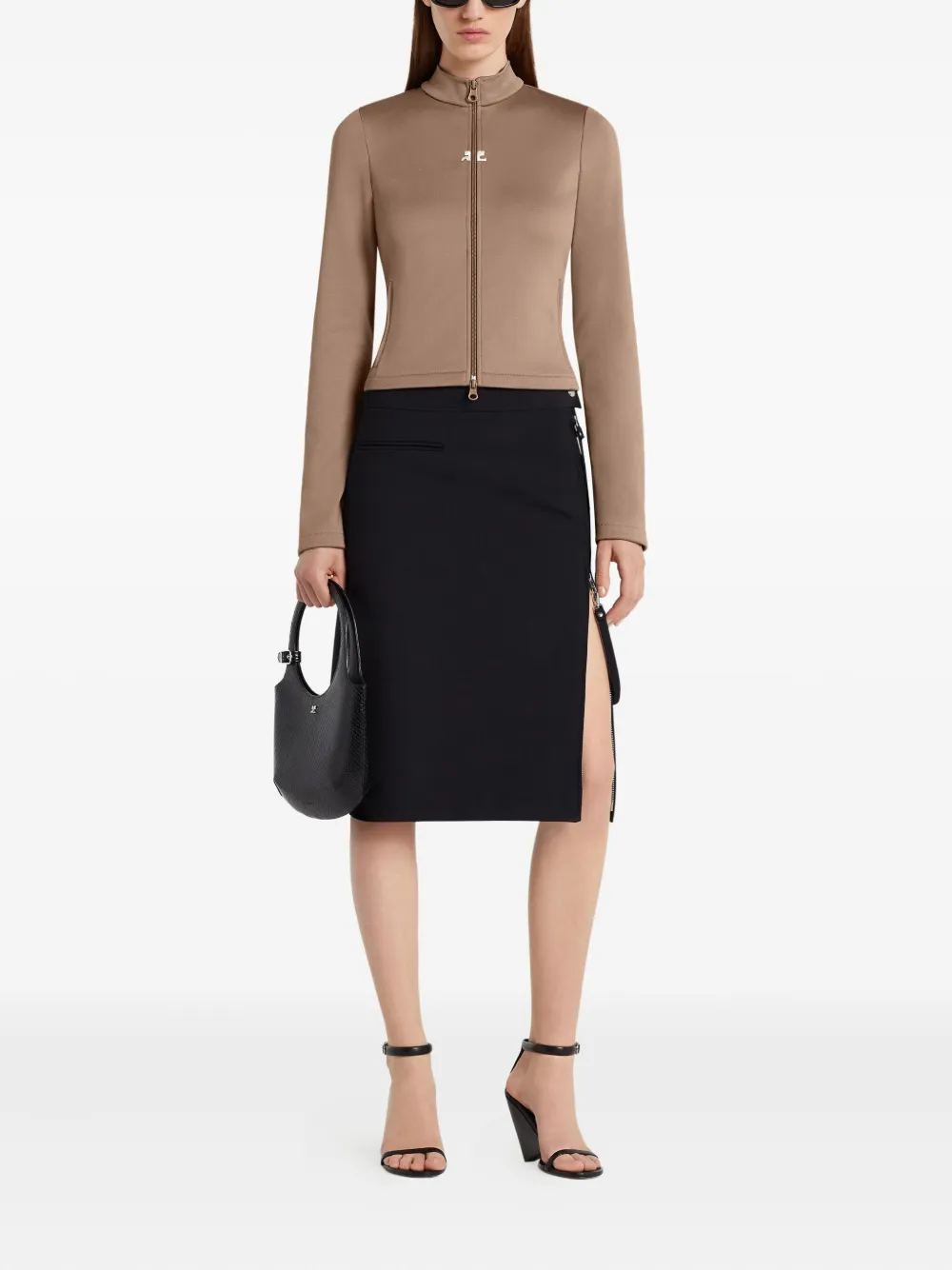 Courrèges Cropped jack met rits 1098 Mocha