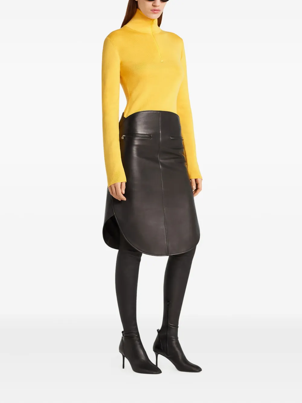 Courrèges T-shirt met hoge hals Geel