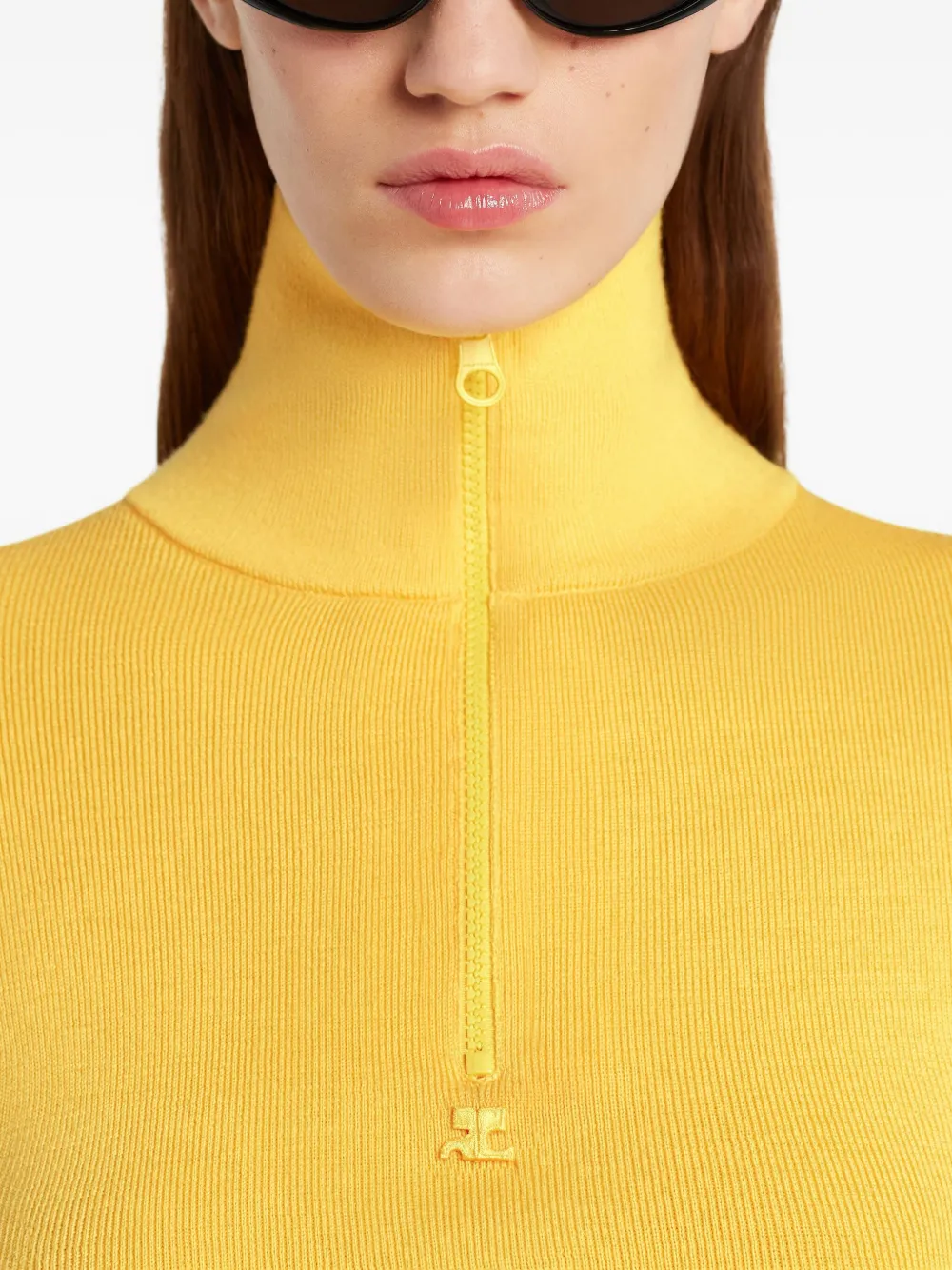 Courrèges T-shirt met hoge hals Geel