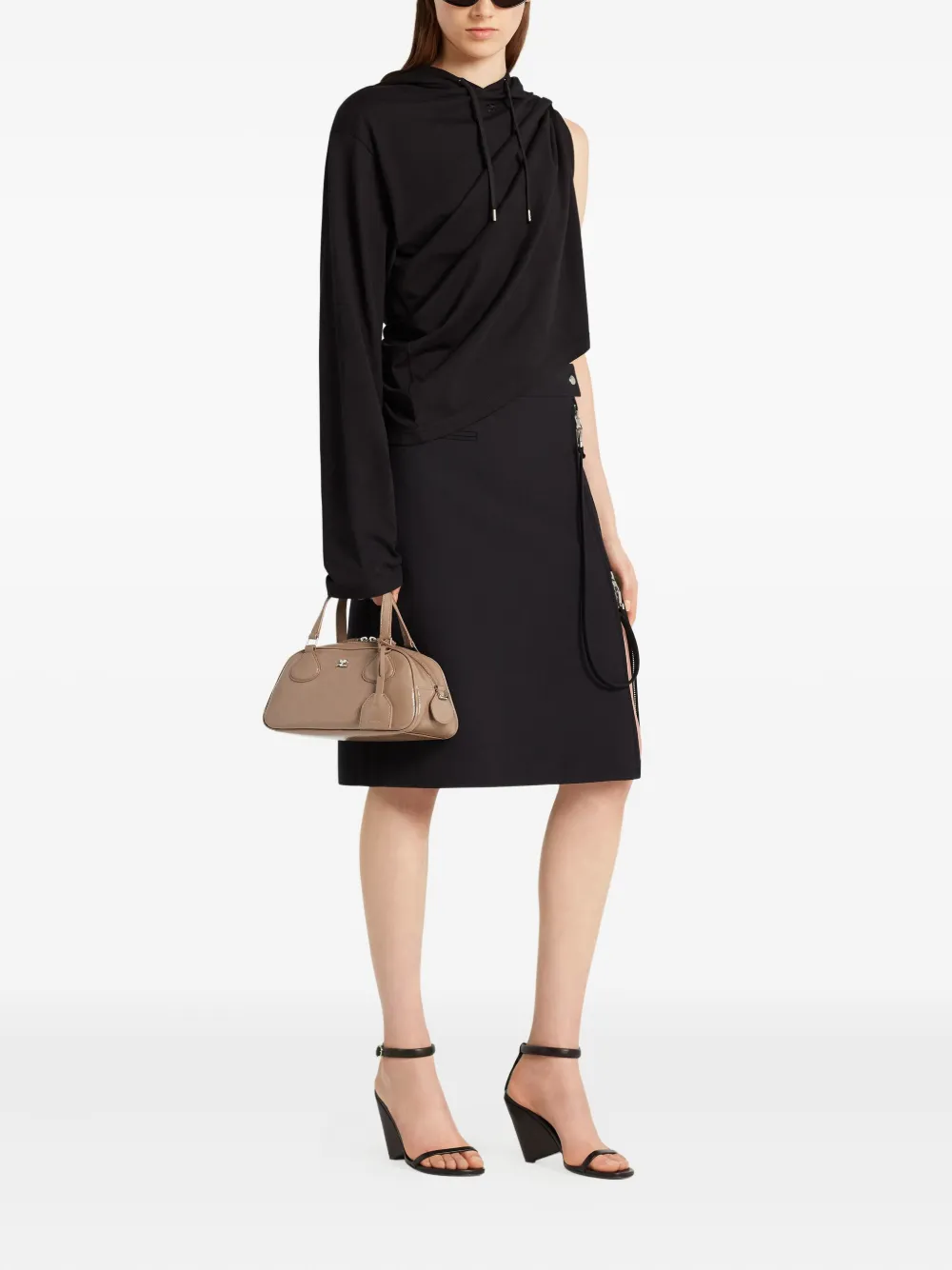 Courrèges Friday leren schoudertas Beige