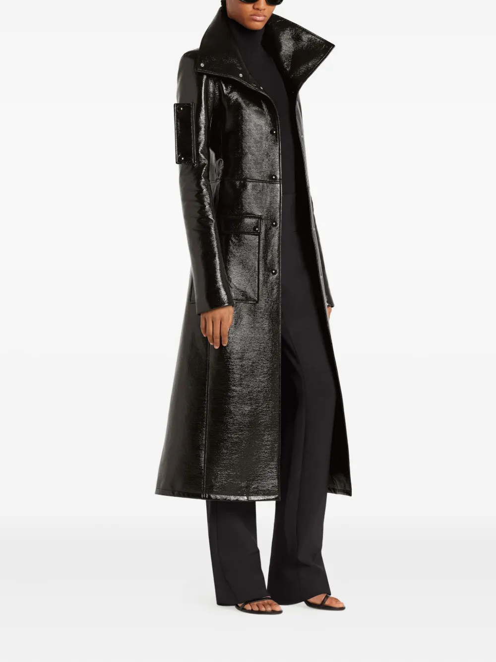Courrèges Glanzende trenchcoat Zwart