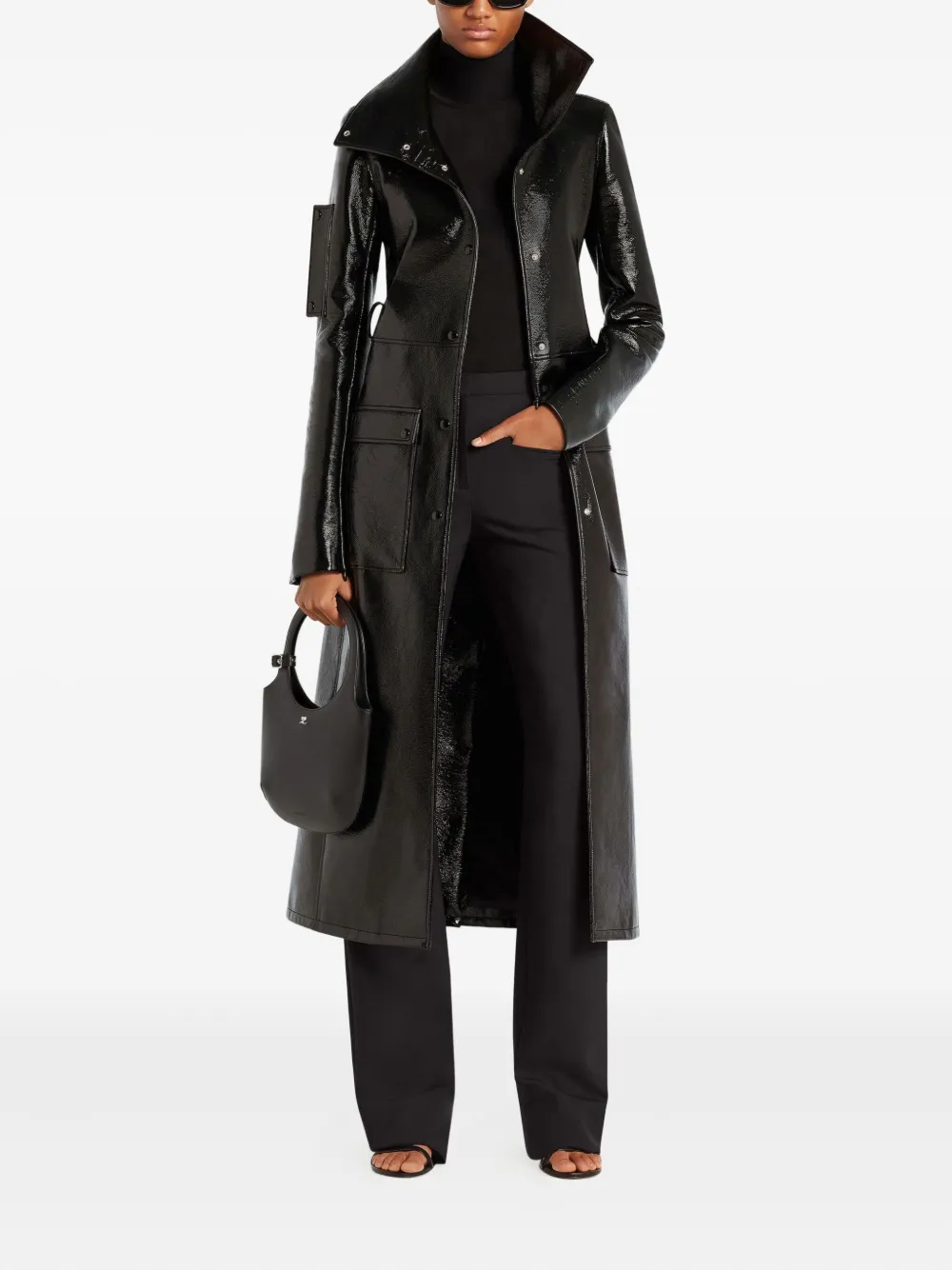 Courrèges Glanzende trenchcoat Zwart