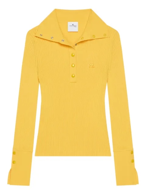 Courrèges playera tipo polo tejida de canalé