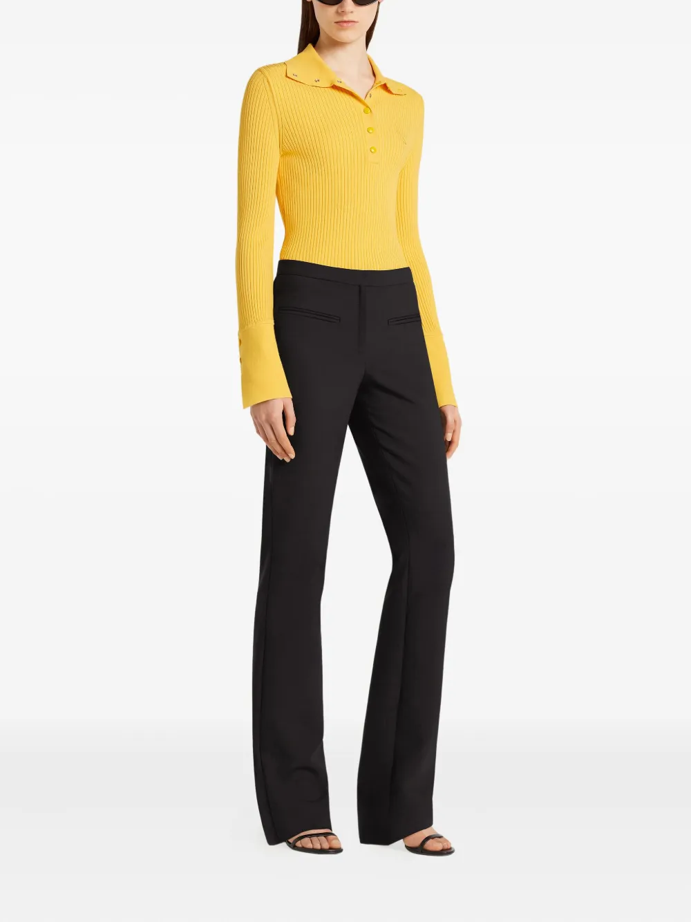 Courrèges Ribgebreide polotop Geel
