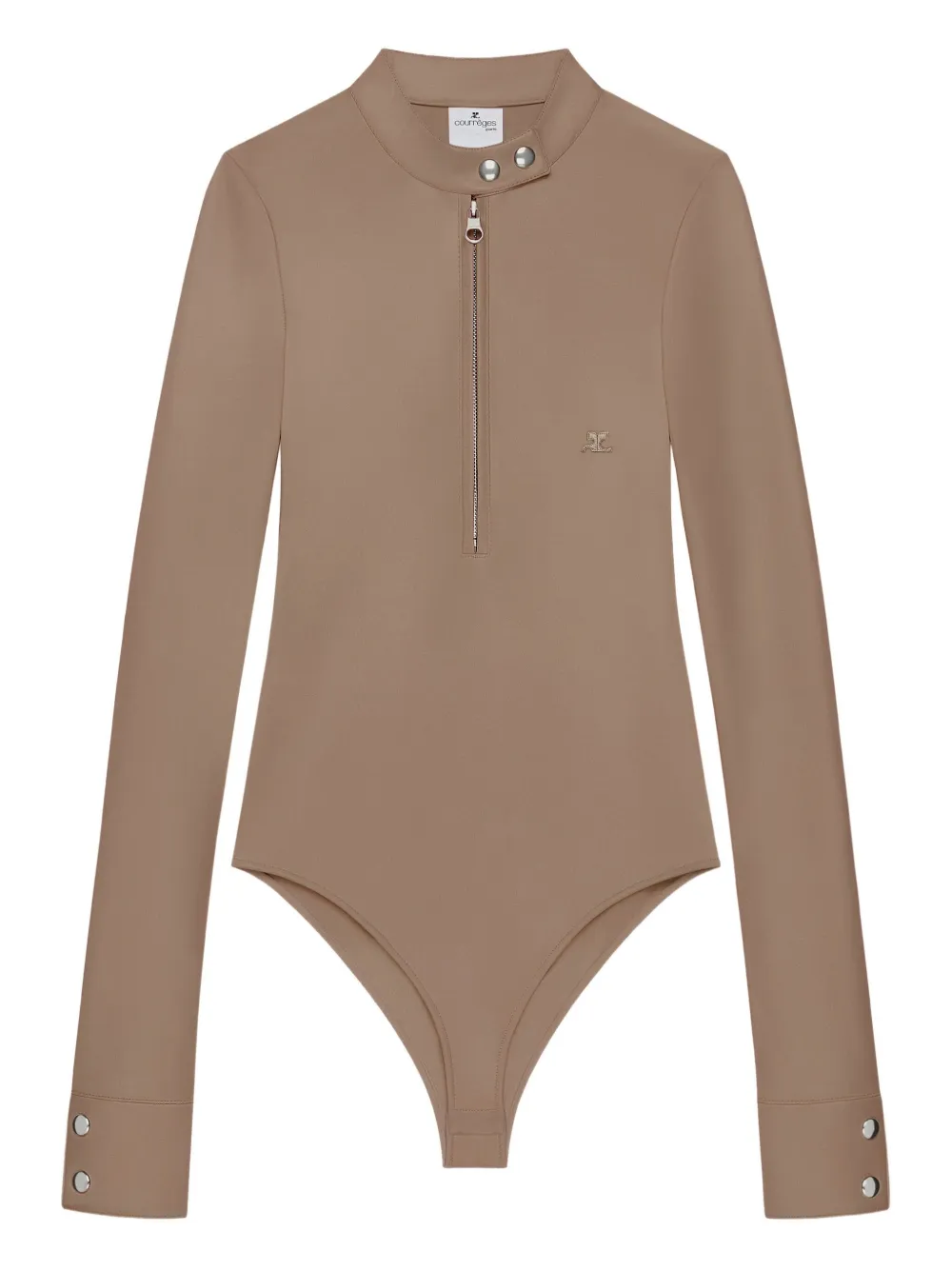 Courrèges Body met lange mouwen en rits Bruin