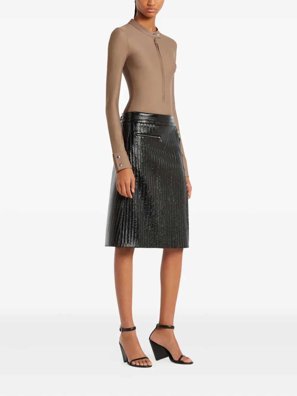 Courrèges Body met lange mouwen en rits Bruin