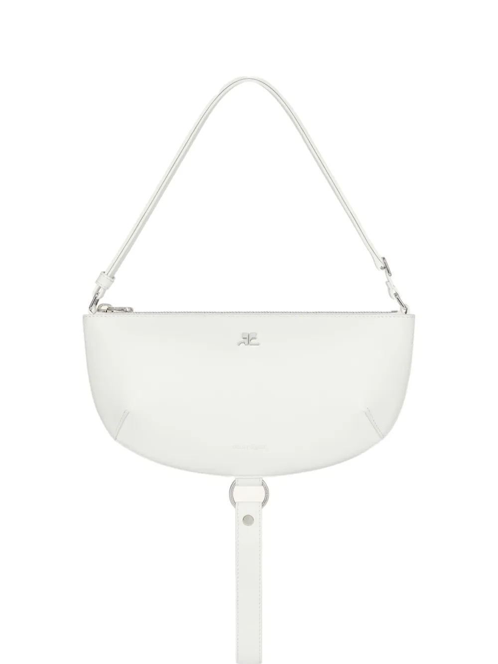 Courrèges Holy Eclipse half-moon leather shoulder bag Beige