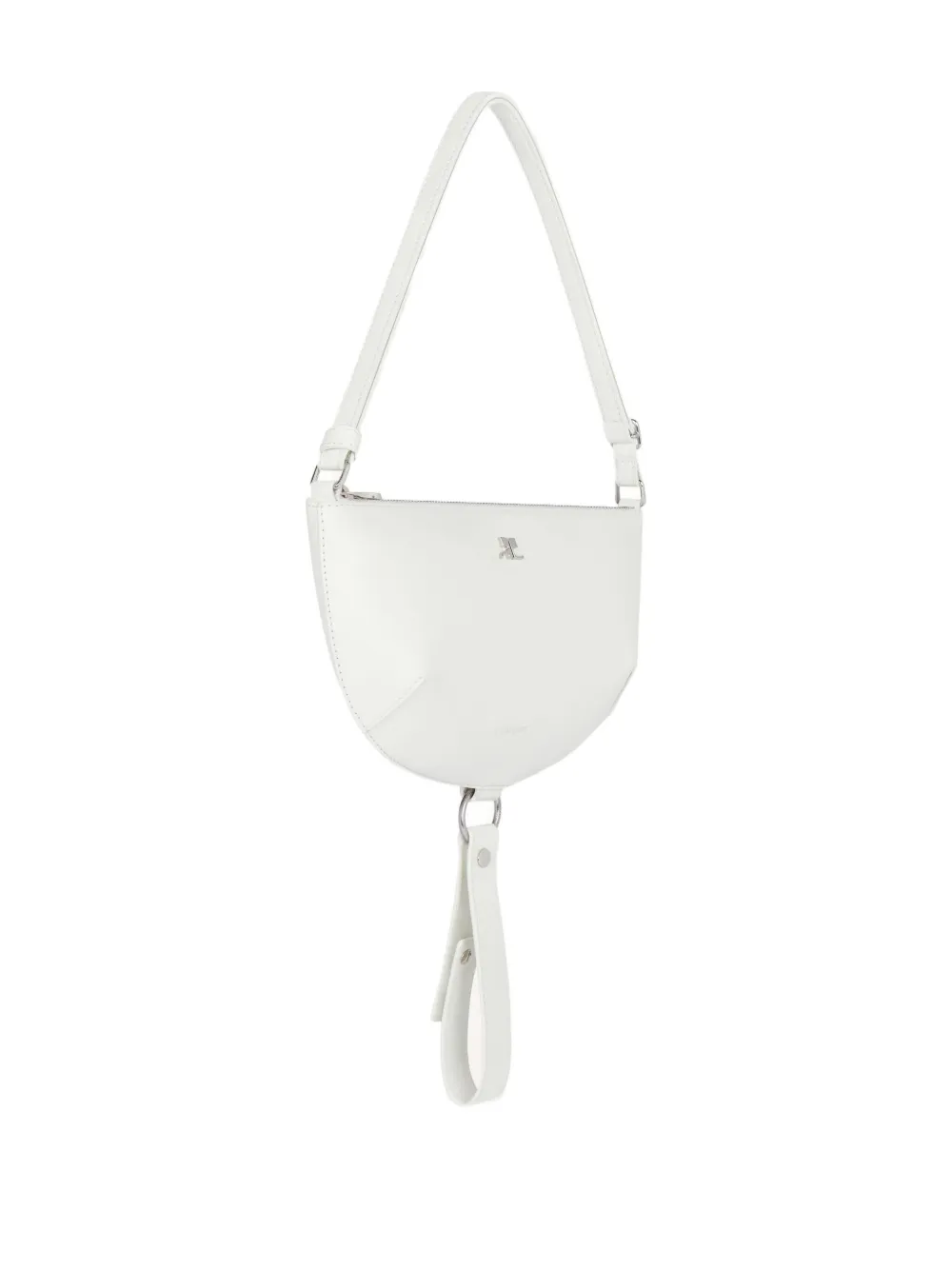 Courrèges Holy Eclipse half-moon leather shoulder bag Beige