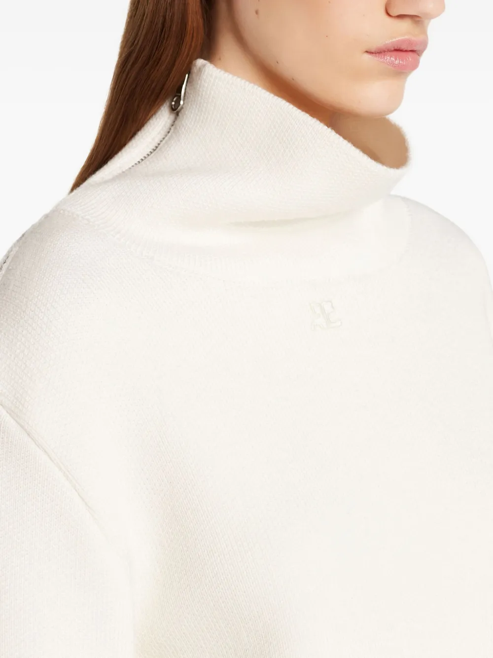 Courrèges Trui met hoge hals en rits Wit