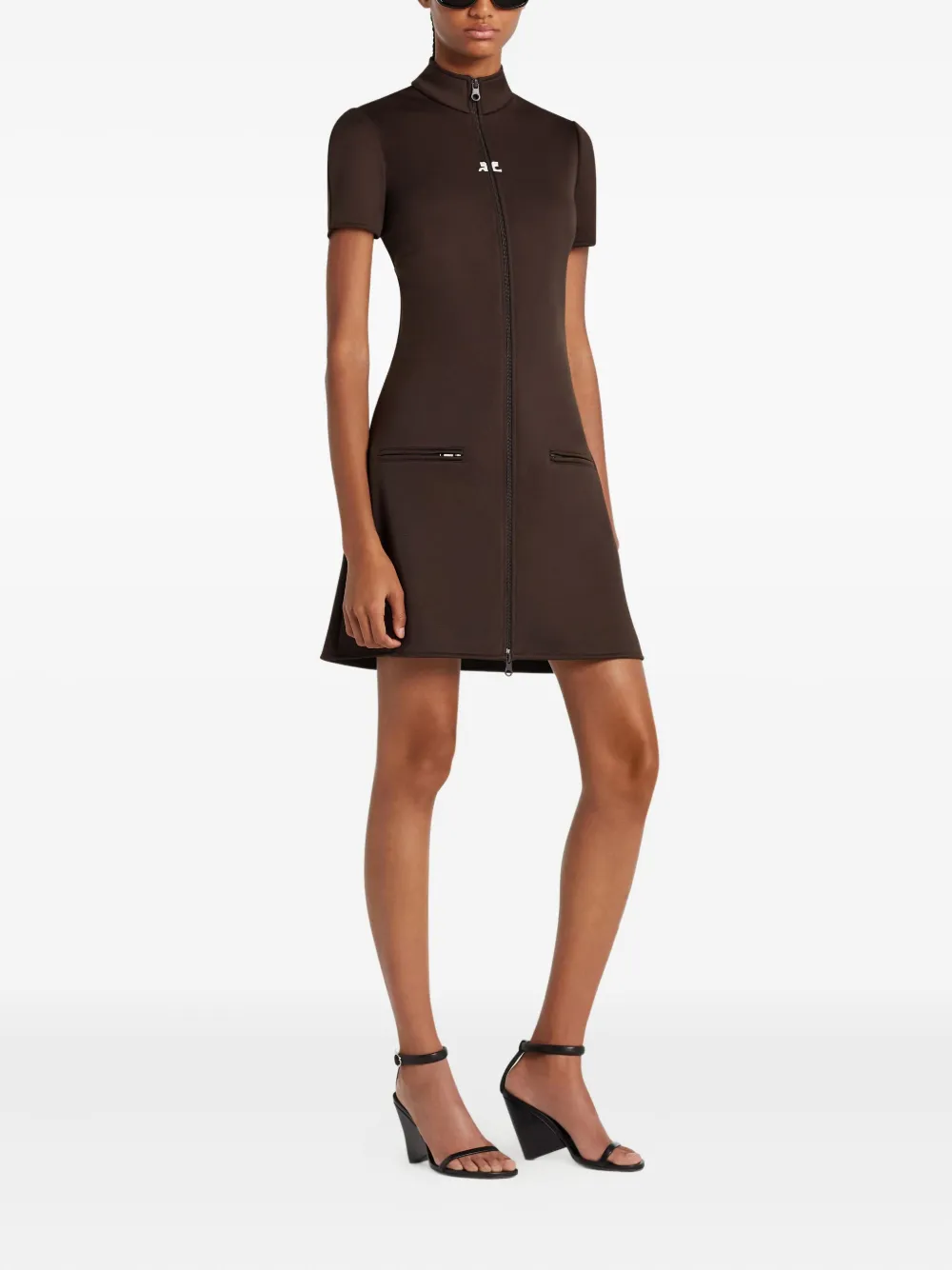 Courrèges Mini-jurk met korte mouwen Bruin