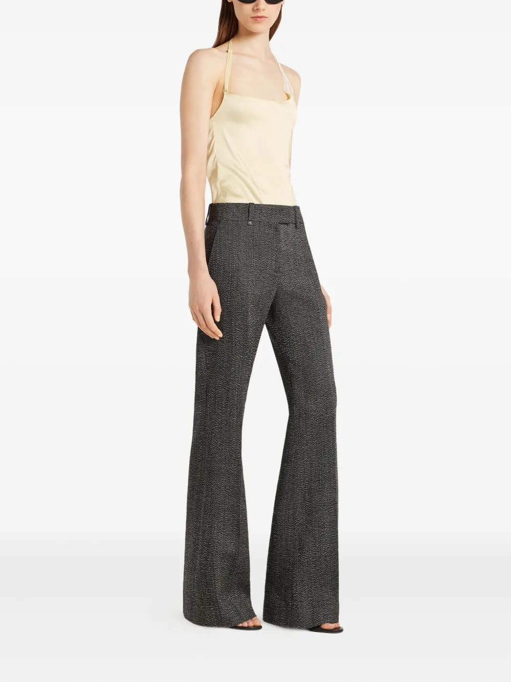 Courrèges Asymmetrische top verfraaid met kant Beige