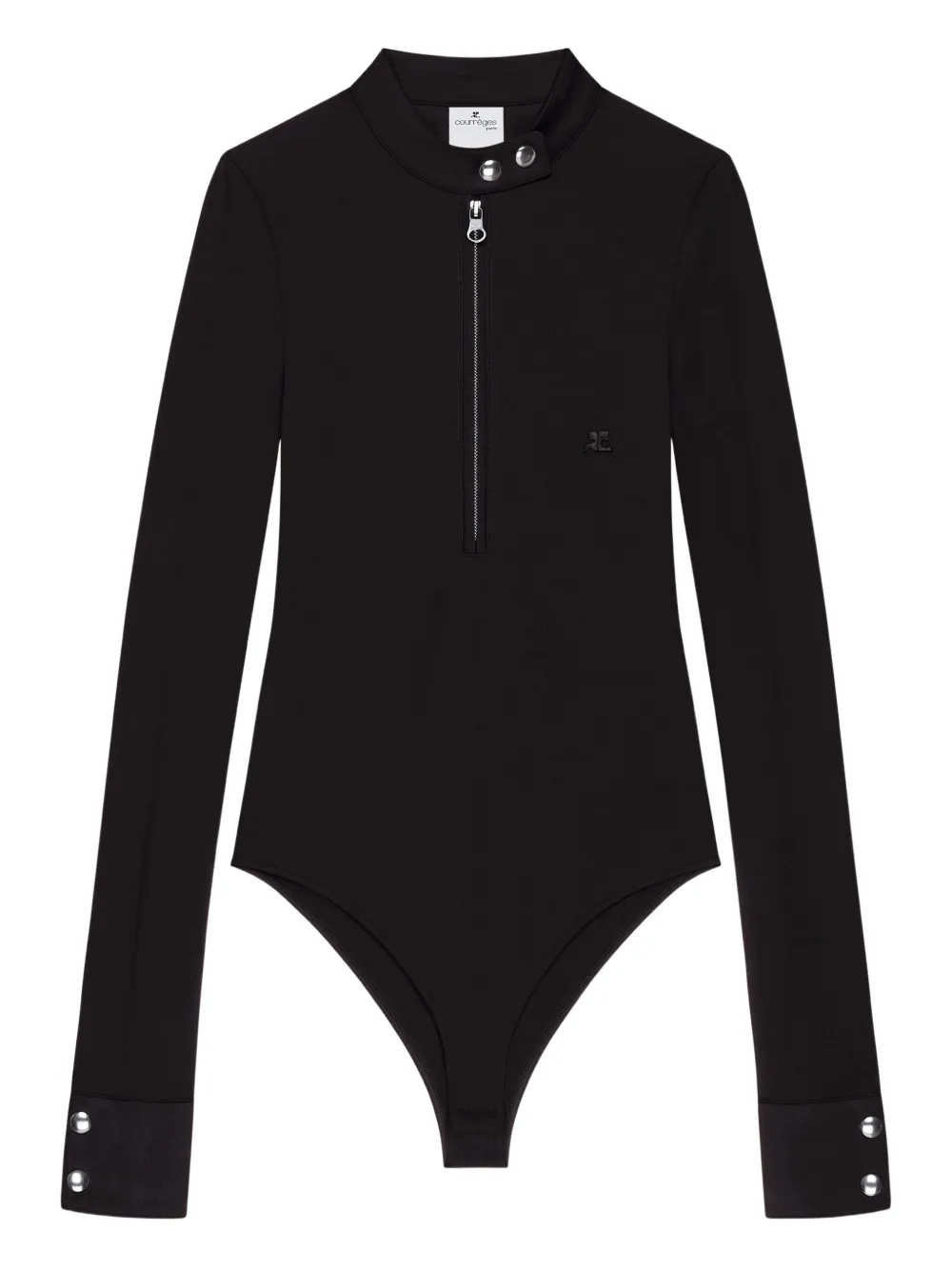 Courrèges Body met lange mouwen en rits Zwart