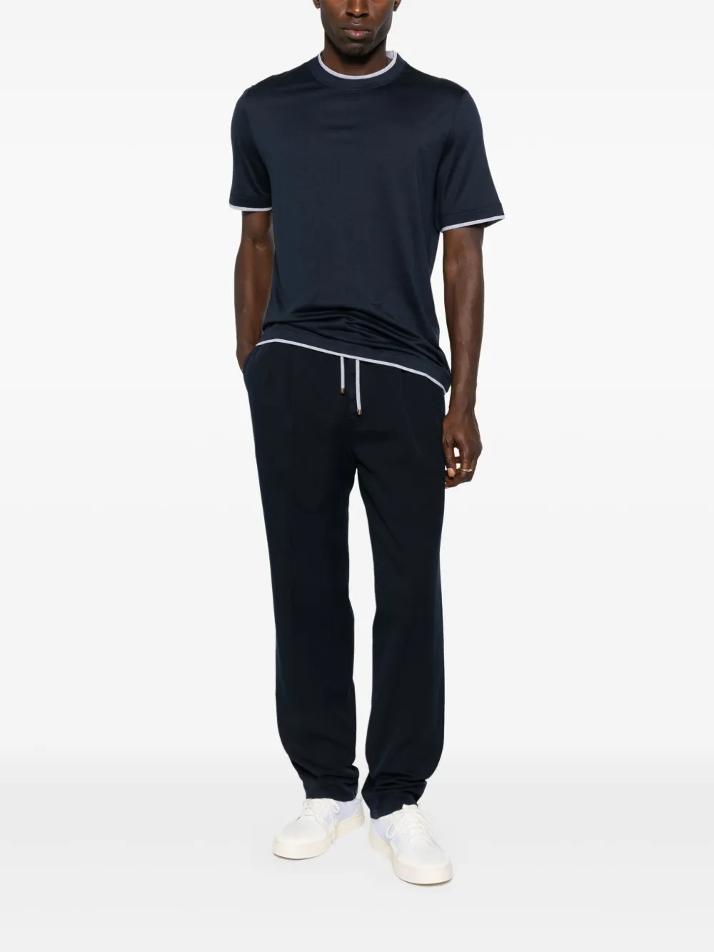 Brunello Cucinelli T-shirt van zijdemix Blauw