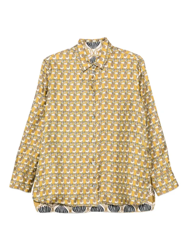 Max Mara シルク動物柄シャツ Max Mara プリント シルクシャツ | イエロー | FARFETCH JP