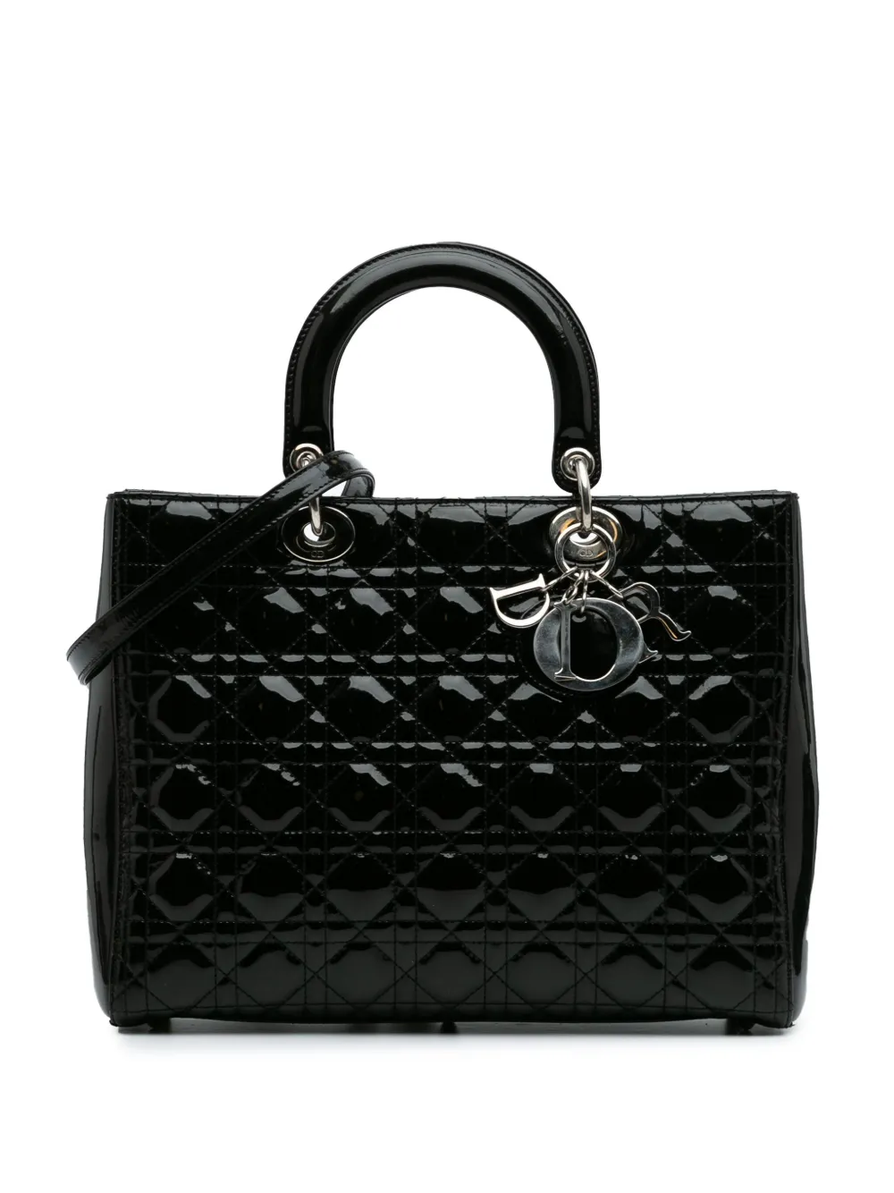 Christian Dior Pre-Owned 2011 Large Patent Cannage Lady Dior satchel | Black | Image 1