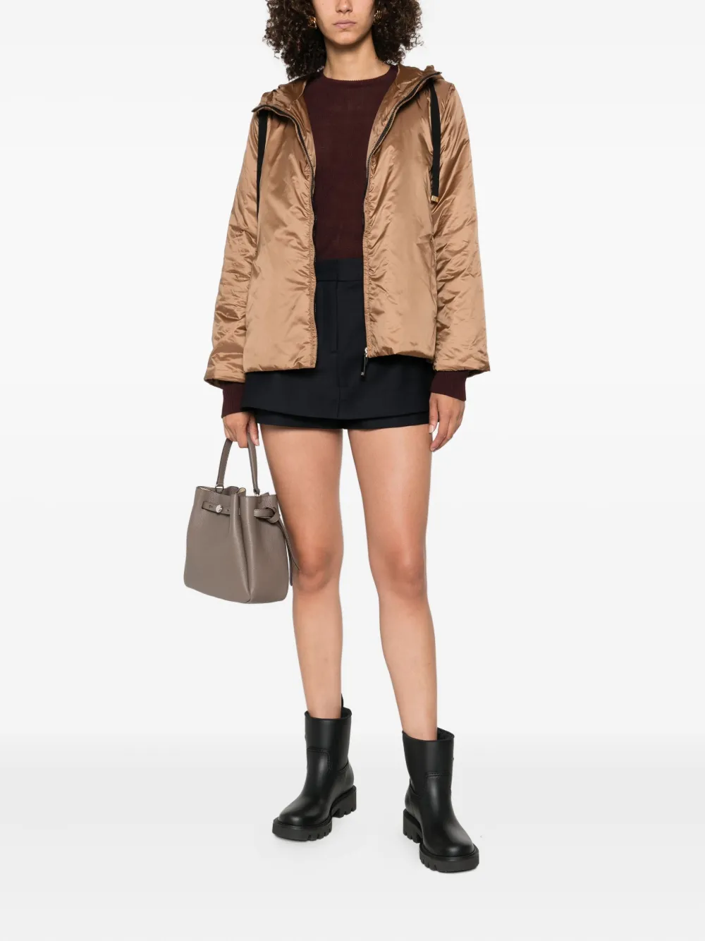 Max Mara Daria zip-up hooded jacket Bruin