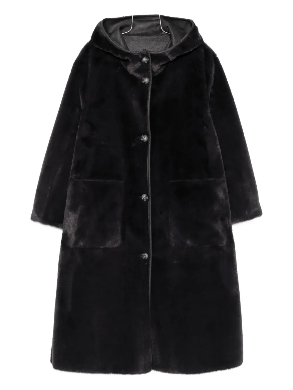 Marina Rinaldi Urbania Hooded Pocket Coat In Black