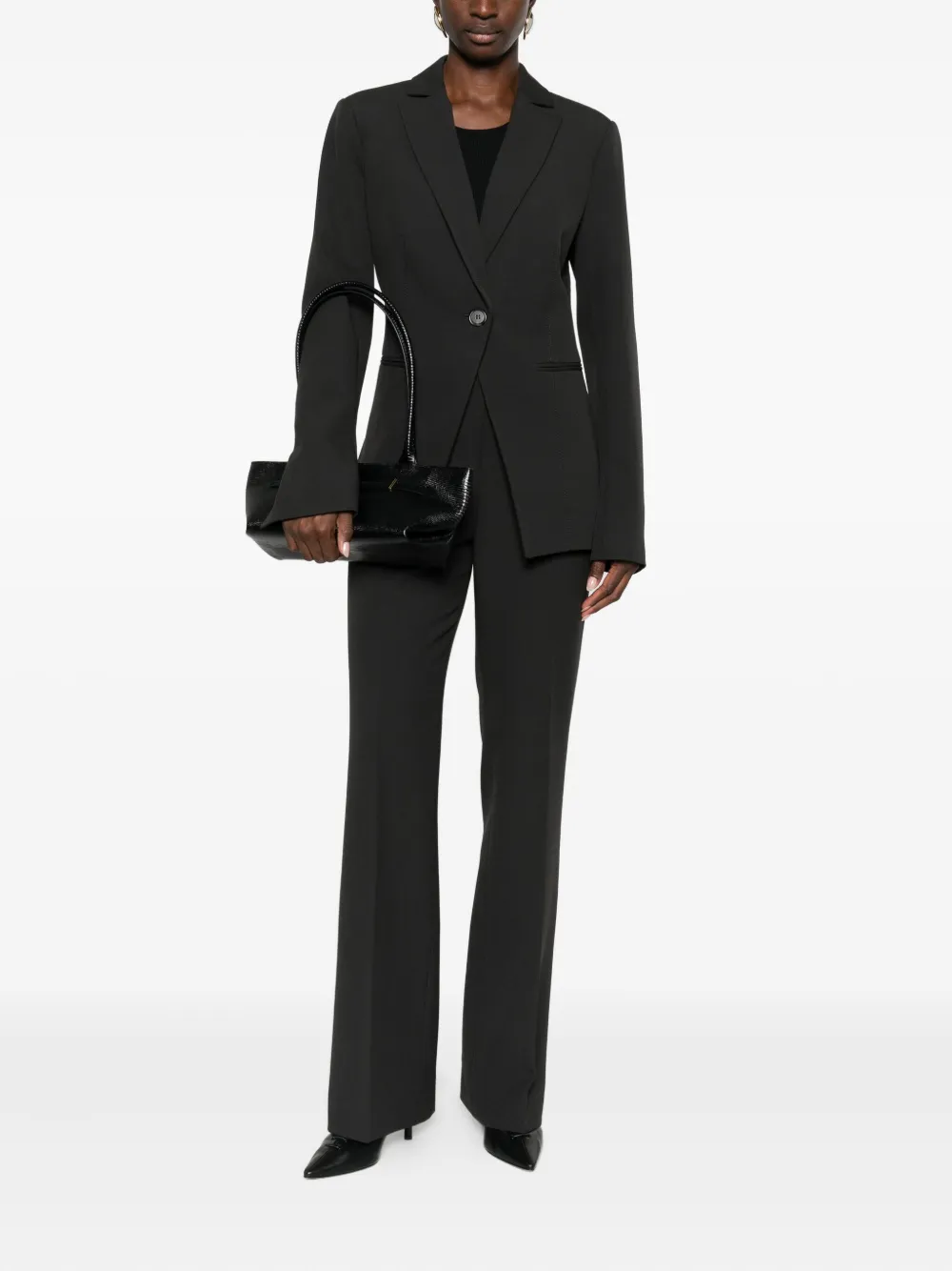 Pinko Single-breasted Blazer In Brown