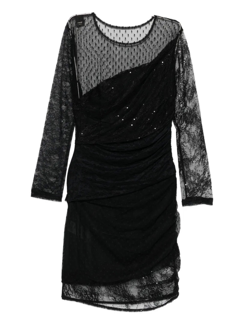 Pinko Sequin-embellished Mesh-upper Mini Dress In Black
