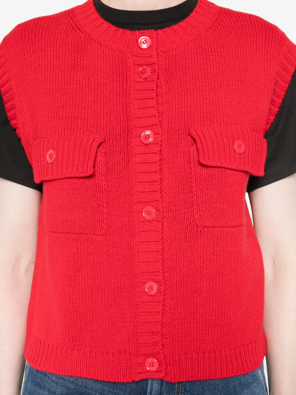 Weekend Max Mara Buttoned-pocket Gilet In Red