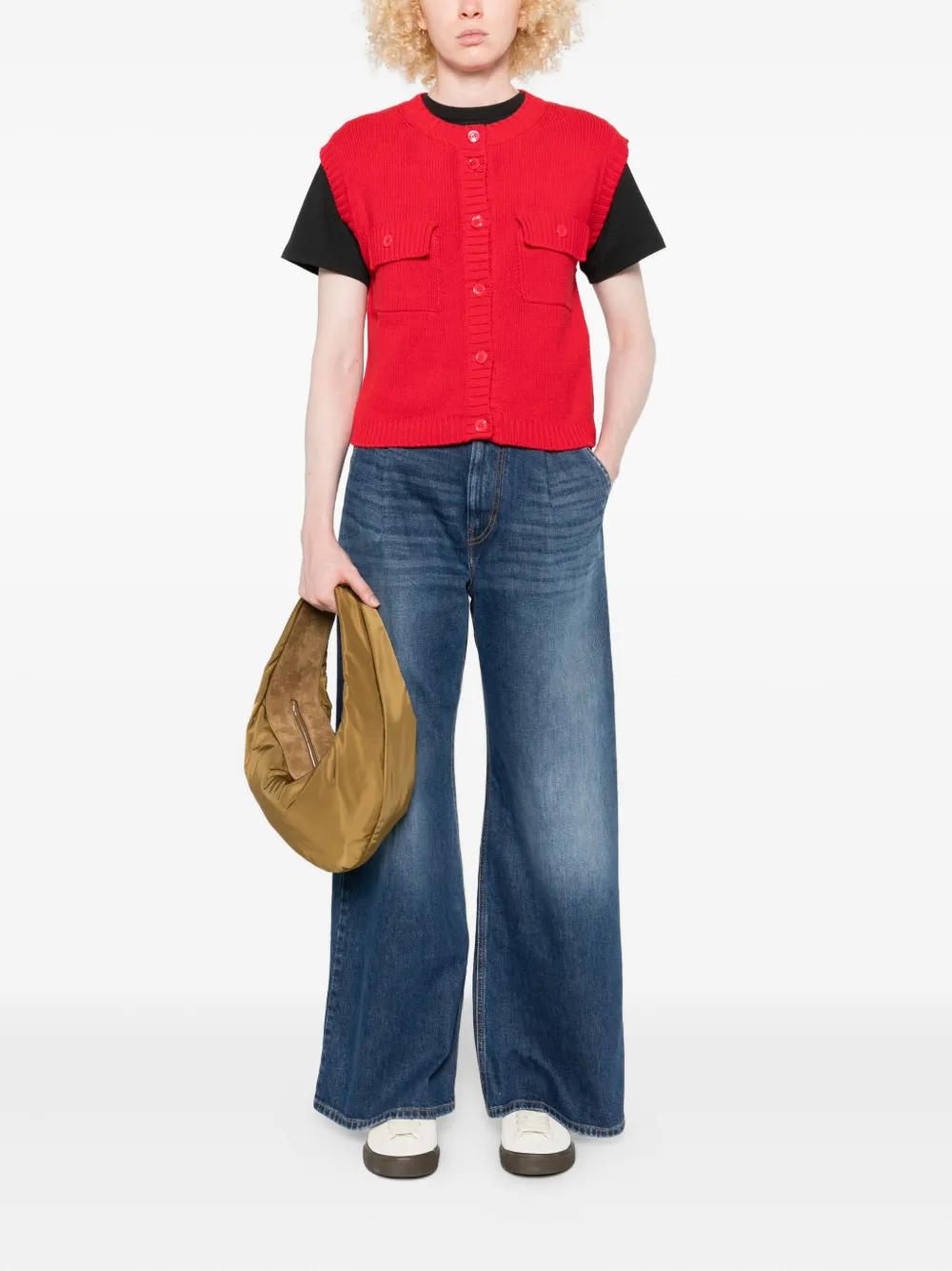 Weekend Max Mara Buttoned-pocket Gilet In Red