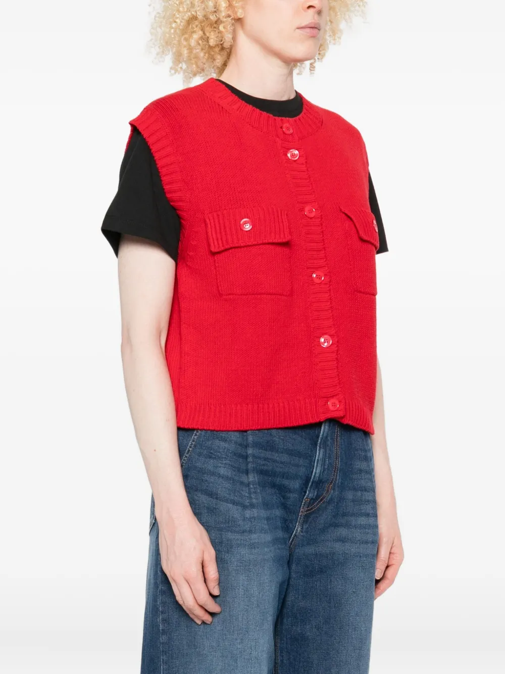 Weekend Max Mara Buttoned-pocket Gilet In Red