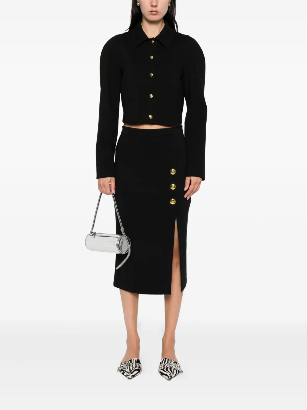 PINKO button-detail split skirt Zwart