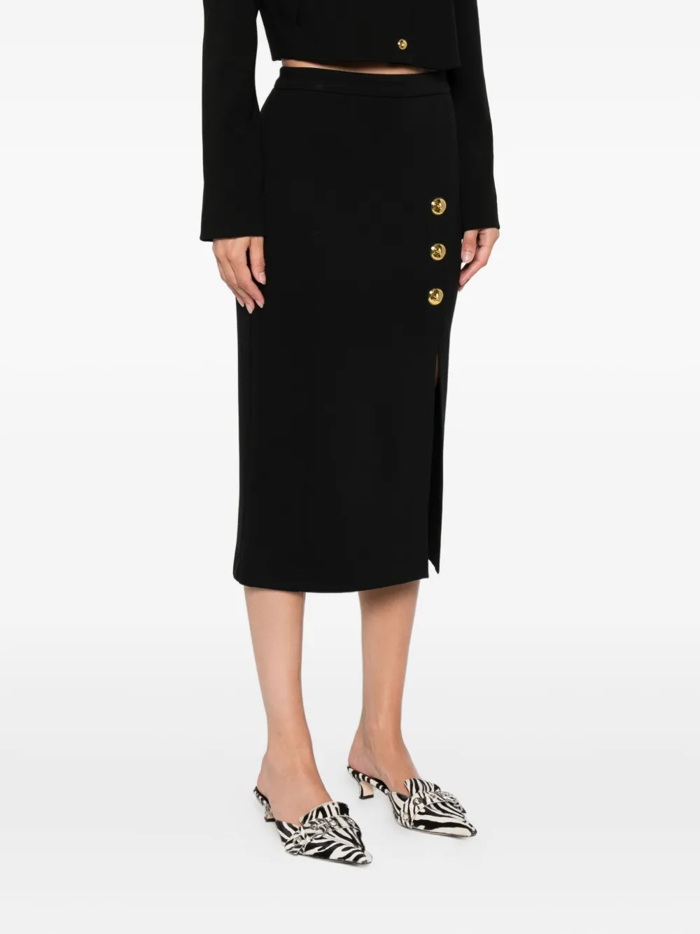 PINKO button-detail split skirt Zwart