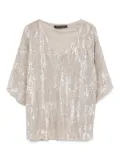 Marina Rinaldi sequin-embellished v-neck blouse - Grey