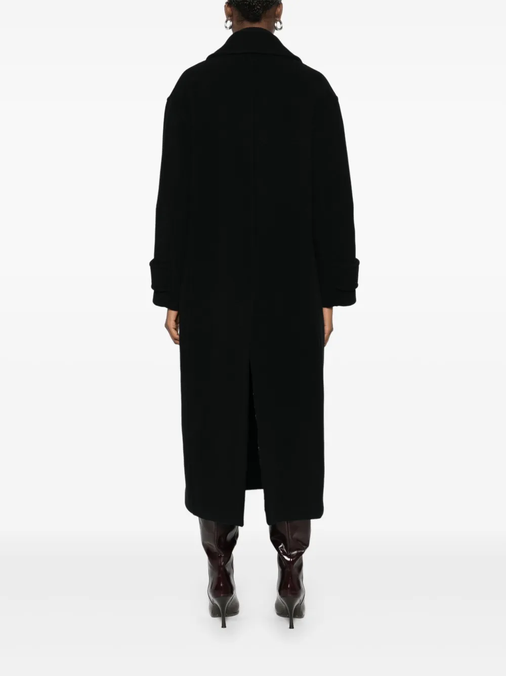 Pinko Double-breasted Coat In Black